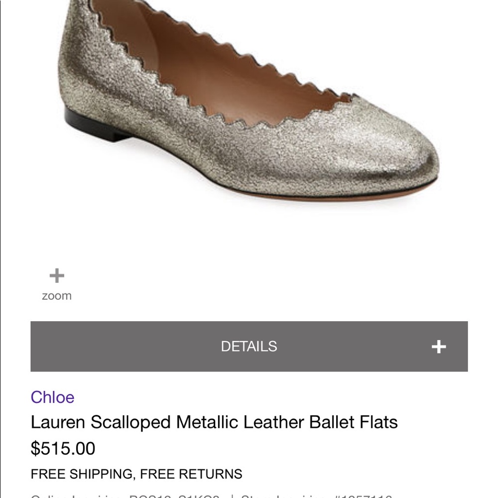 Chloe scalloped metallic leather ballet flats